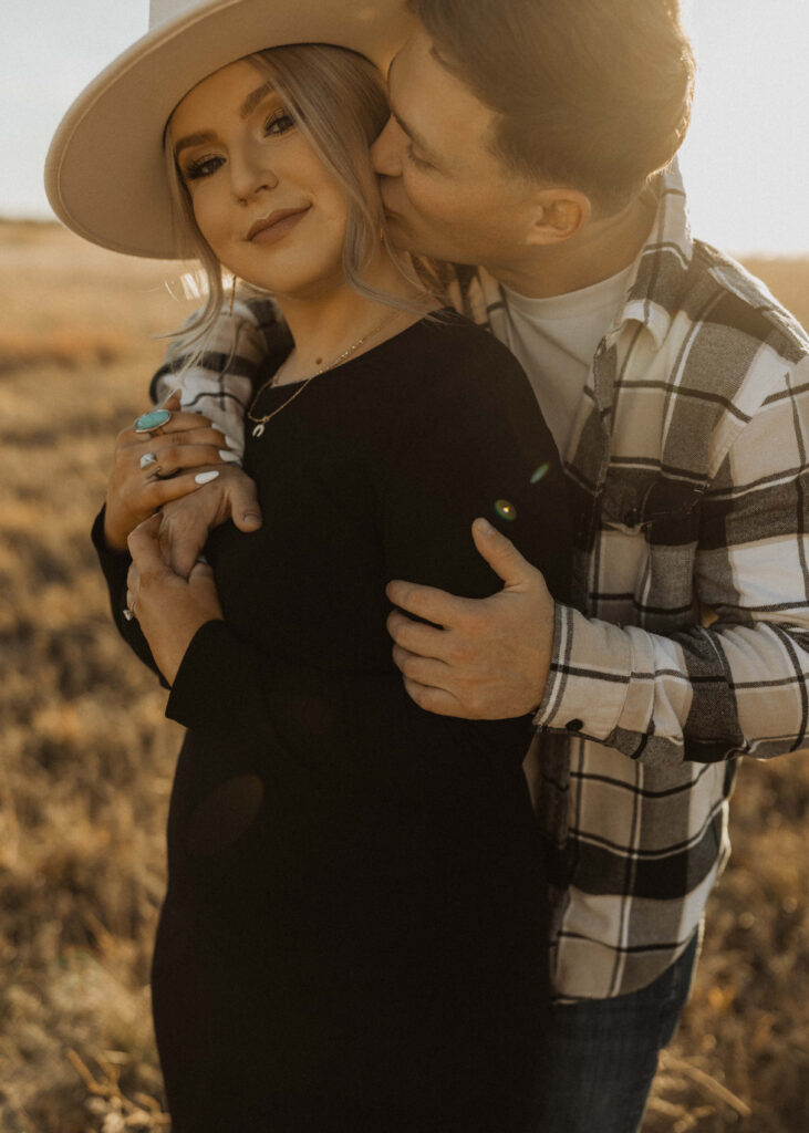 couple posing for their nebraska engagement photos