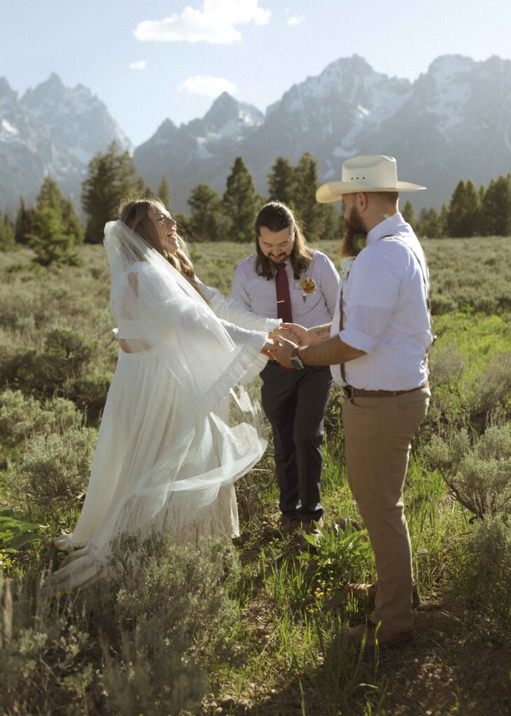 ceremony for a mountain view turnout wedding