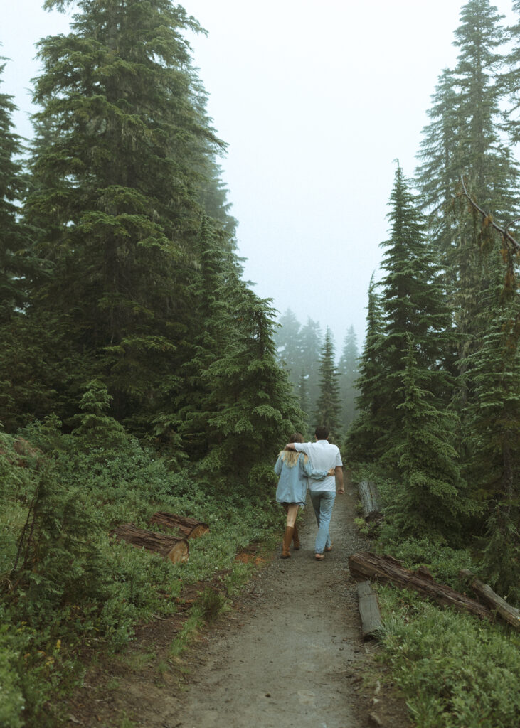 bride and groom taking for their Mowich Lake Elopement in Mt. Rainier National Park 