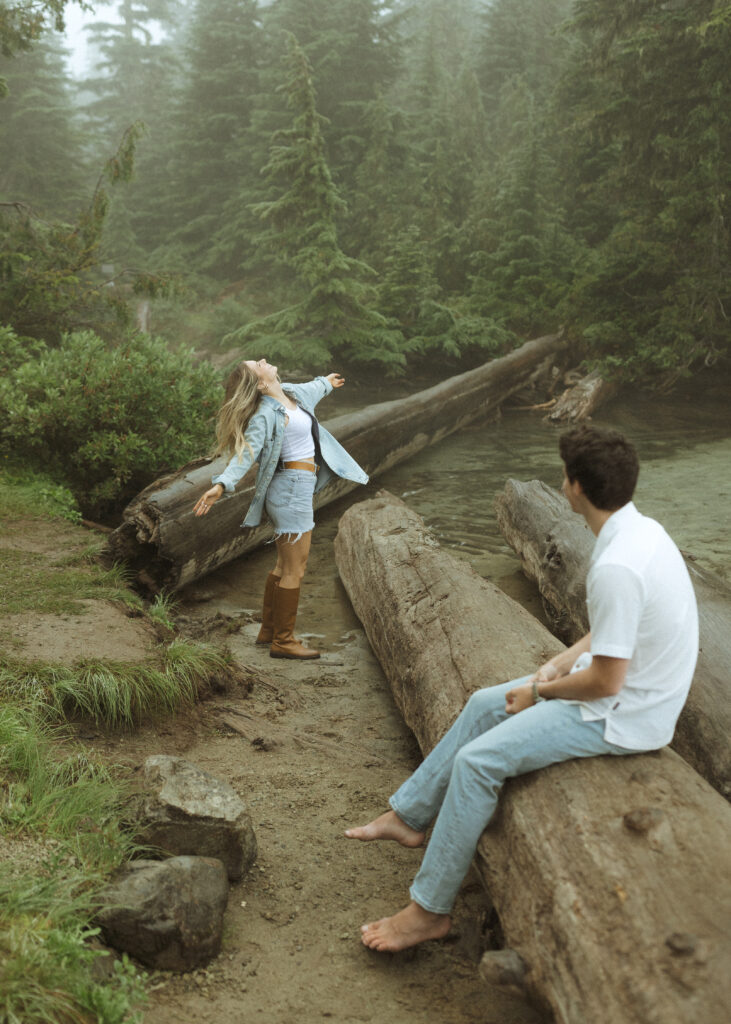 bride and groom taking for their Mowich Lake Elopement in Mt. Rainier National Park 