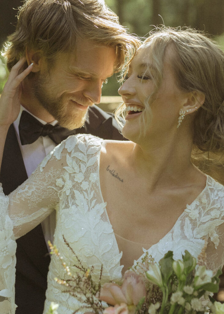 couple eloping in the redwoods 