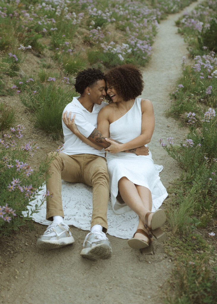 couple smiling for their Washington couples photos