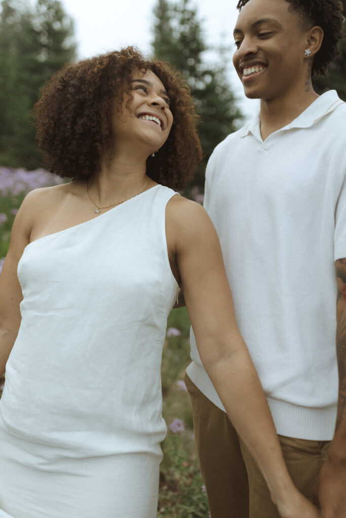 couple smiling for their Washington couples photos