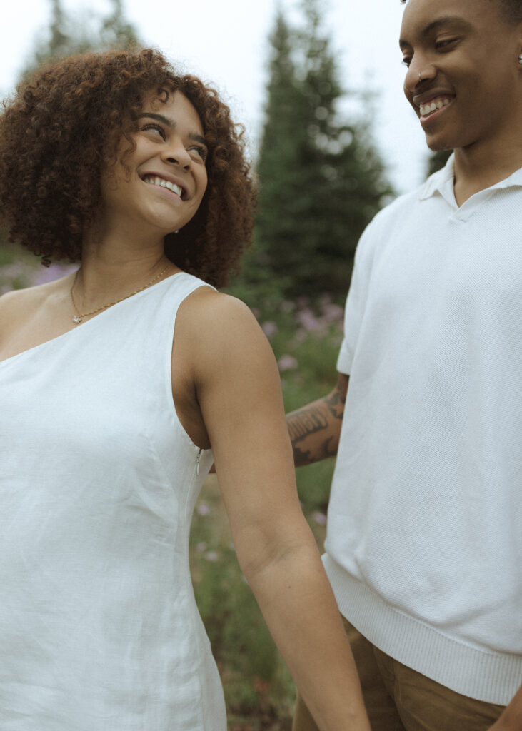 couple smiling for their Washington couples photos