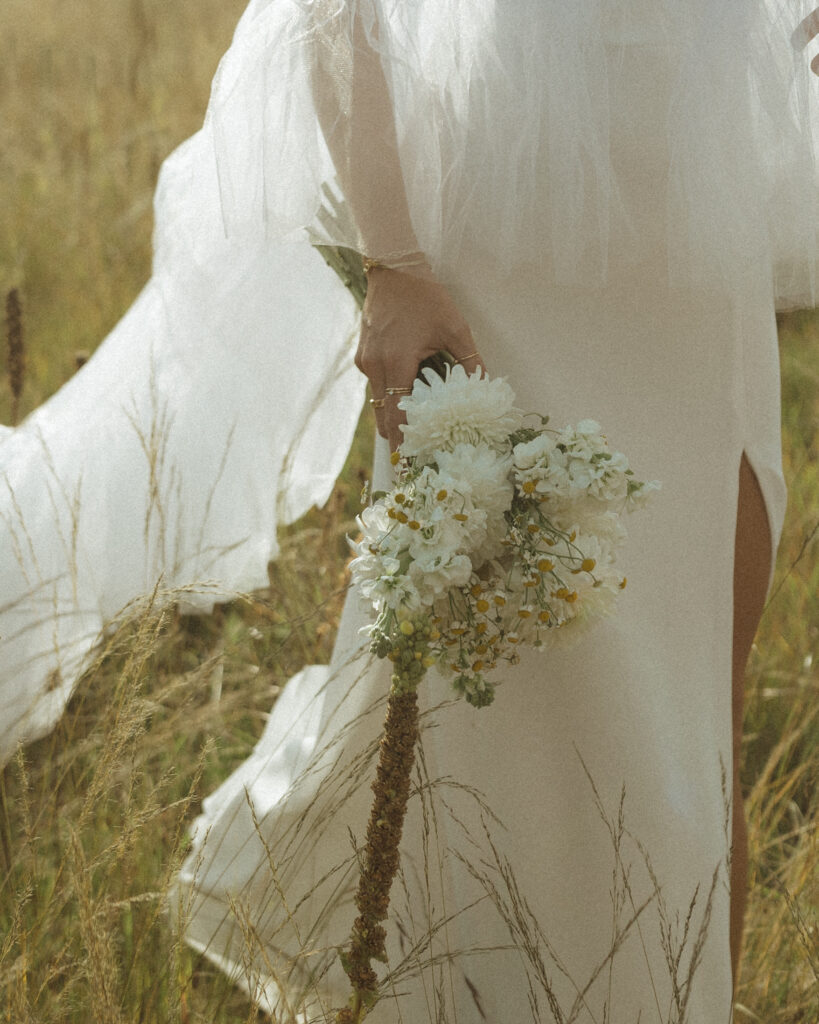 bride and groom taking photos for their fall flagstaff elopement