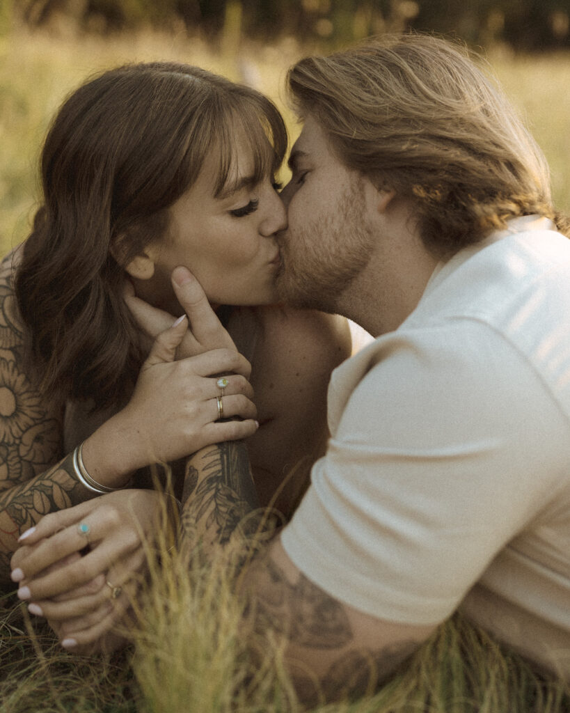 couple posing for their flagstaff engagement photos