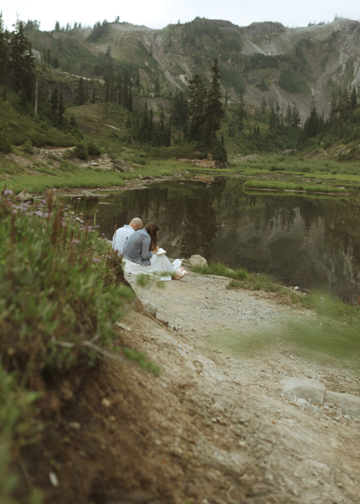 bride and groom writing vows for their Mount Baker Elopement 