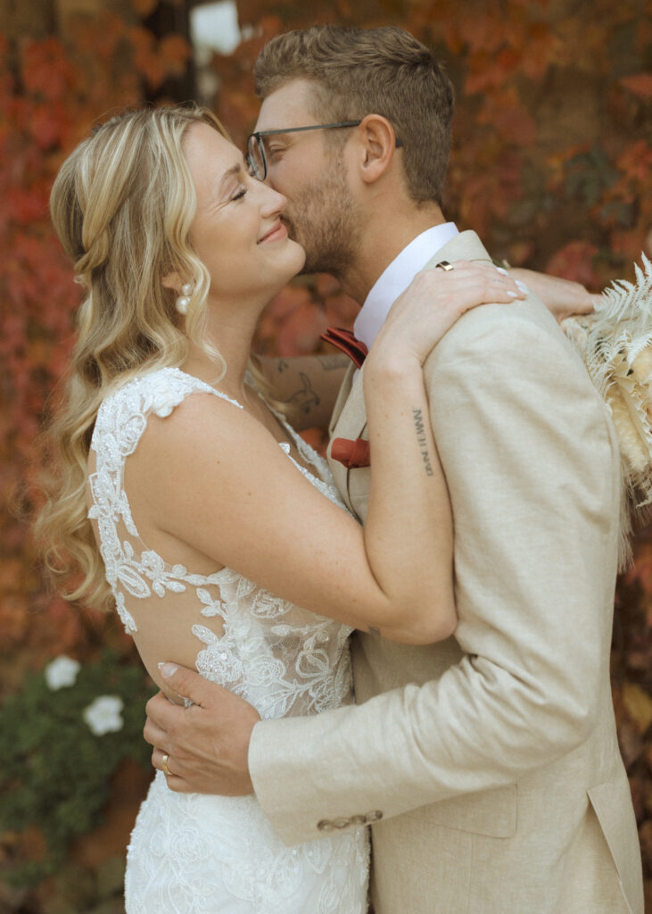 bride and groom taking wedding photos at Villa Parker