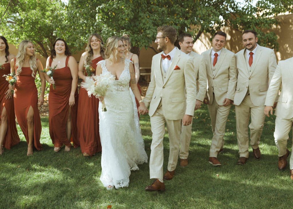 bridal party taking photos at the Villa Parker 