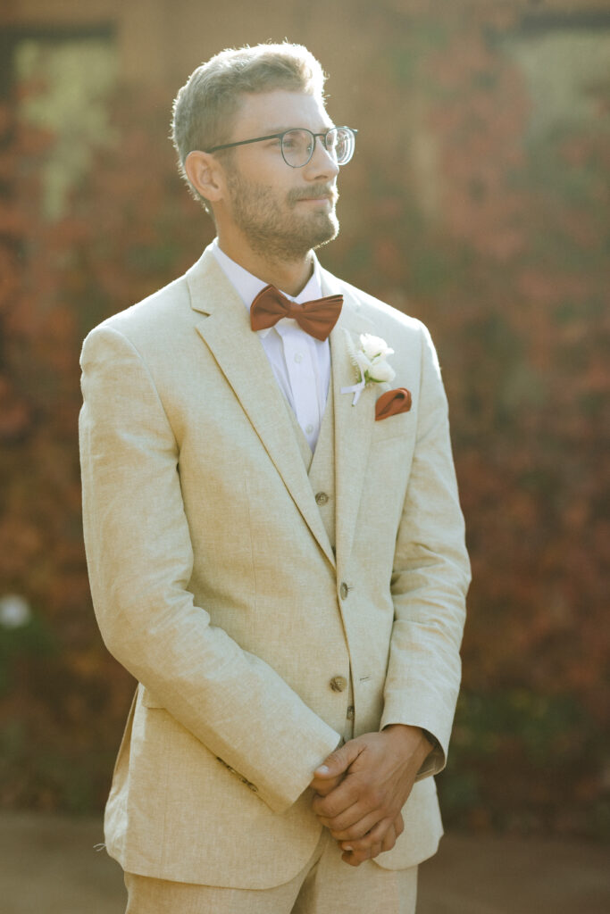 Groom waiting to see his bride 