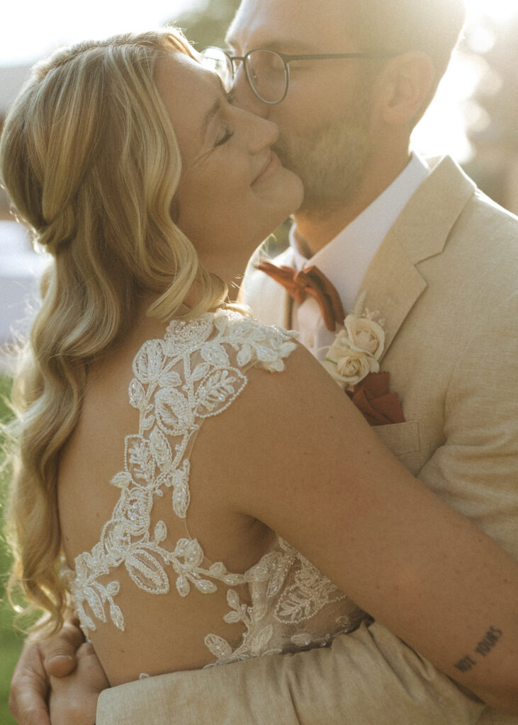 bride and groom taking wedding photos at Villa Parker