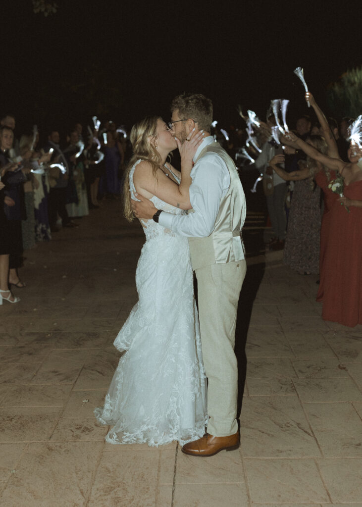 sparkler send off for the bride and groom at Villa Parker 