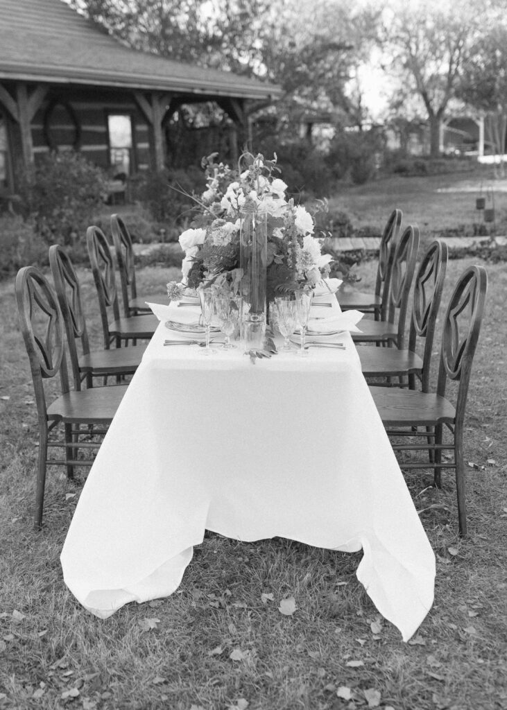 table setting for the bride and groom 