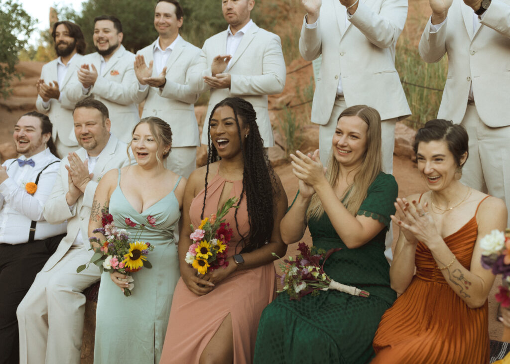 elopement guest cheering for the bride and groom 