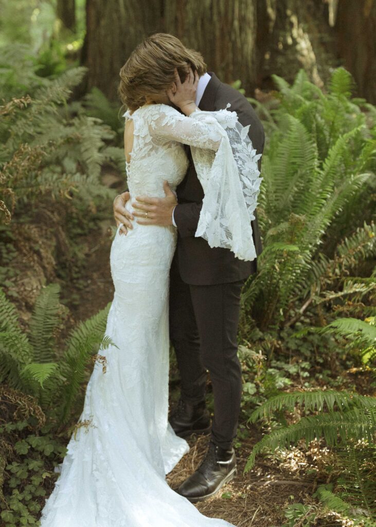 bride and groom taking photos for their national park elopement