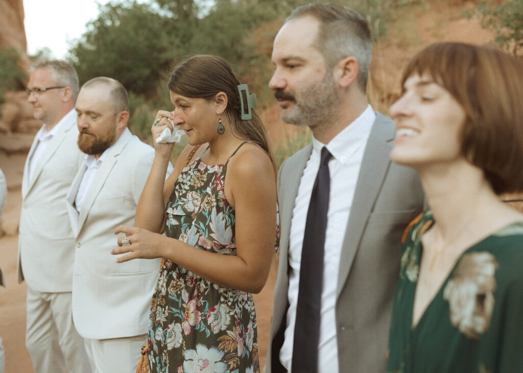 wedding ceremony at three graces plaza in Garden of the gods 