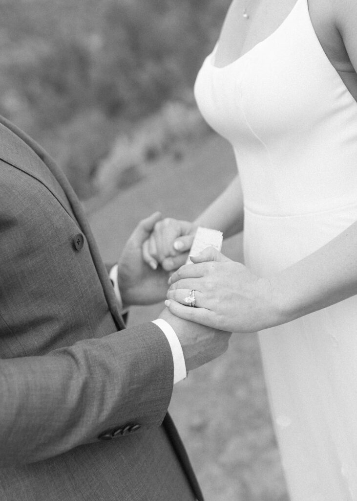 bride and groom reading their vows to each other for their sedona wedding