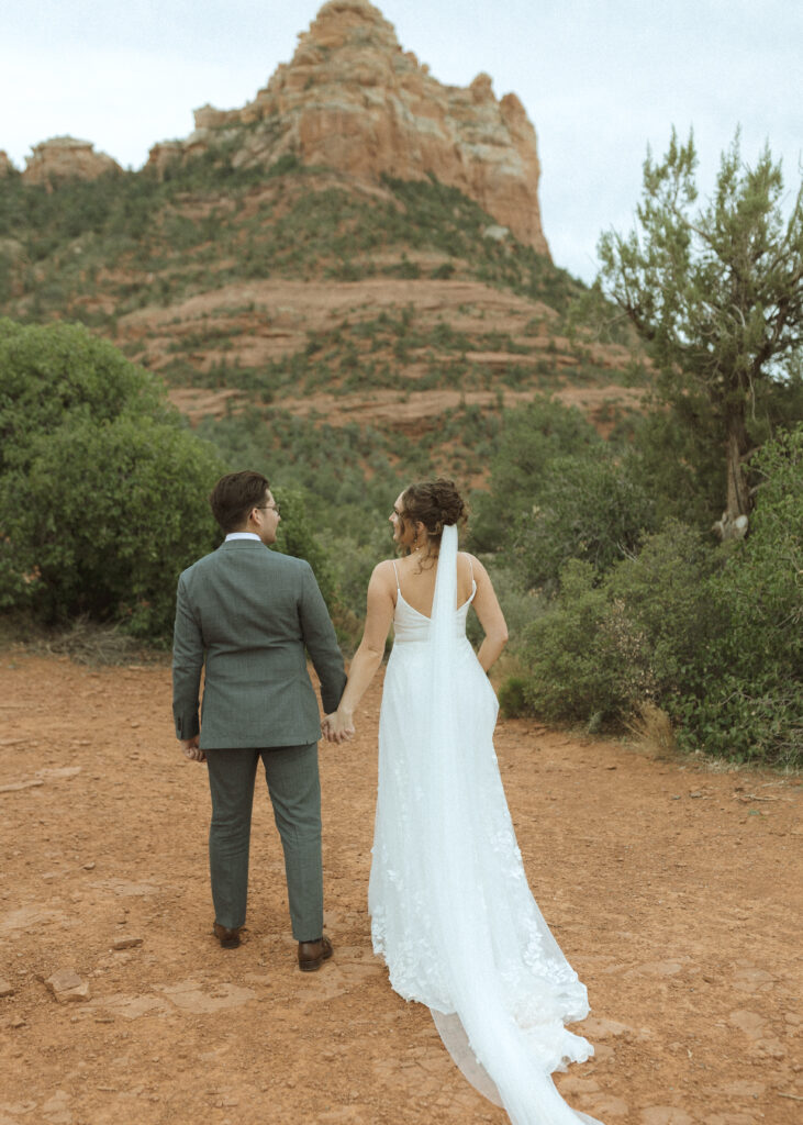 bride and groom portraits in sedona