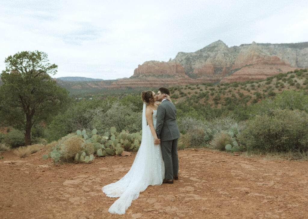 bride and groom portraits in sedona