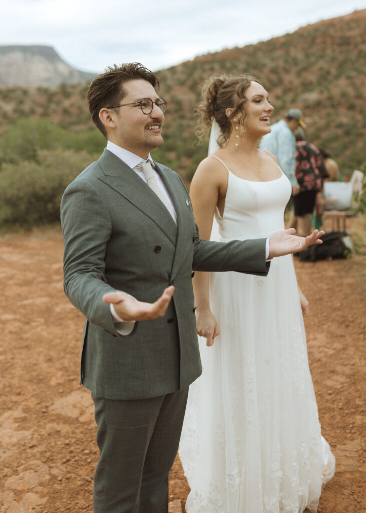 bride and groom portraits in sedona