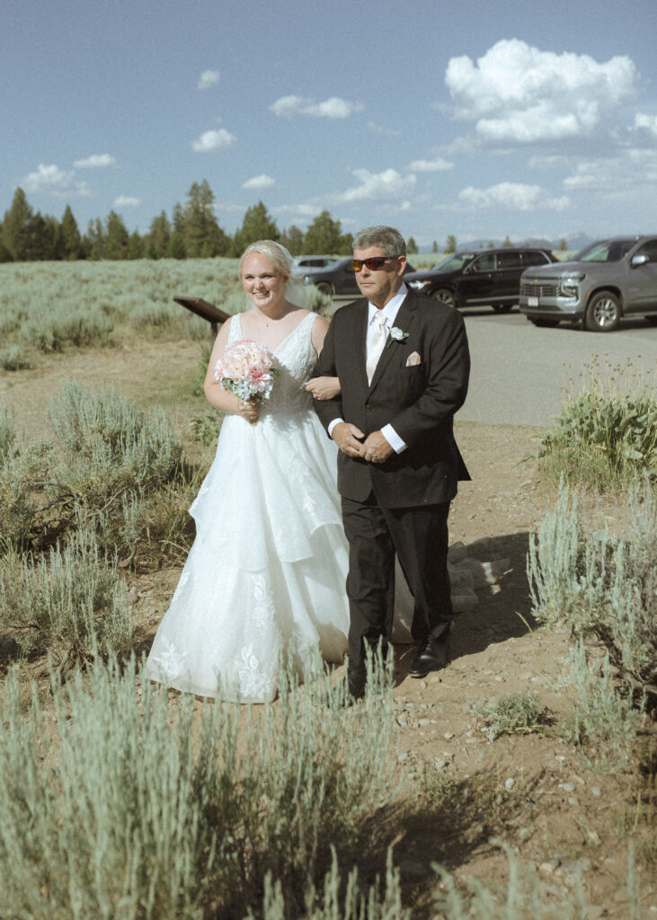 bride and groom's ceremony at their mountain view turnout wedding
