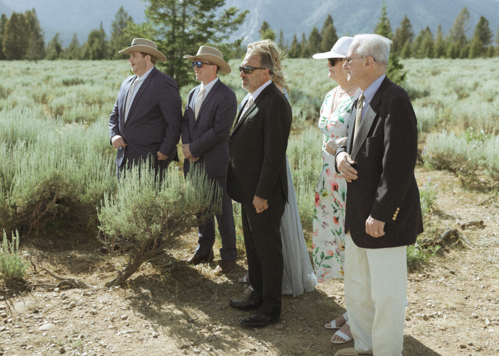 bride and groom's ceremony at their mountain view turnout wedding