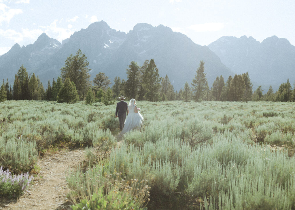 photos at mountain view turnout with bride and groom