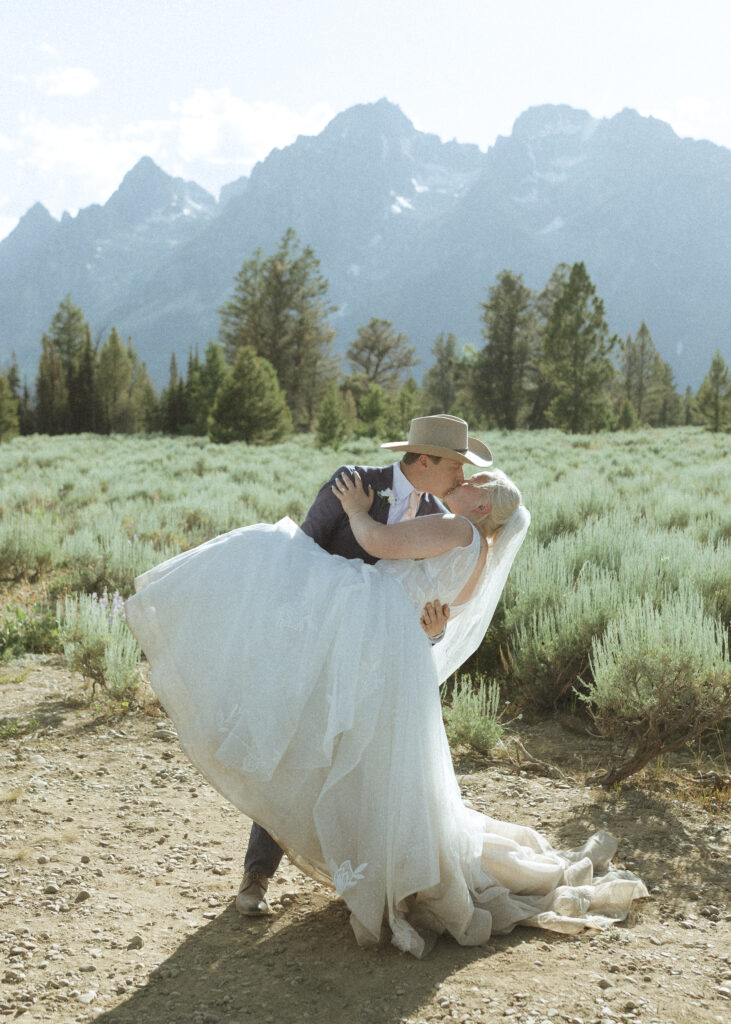 bride and grooms photos after their ceremony at mountain view turnout