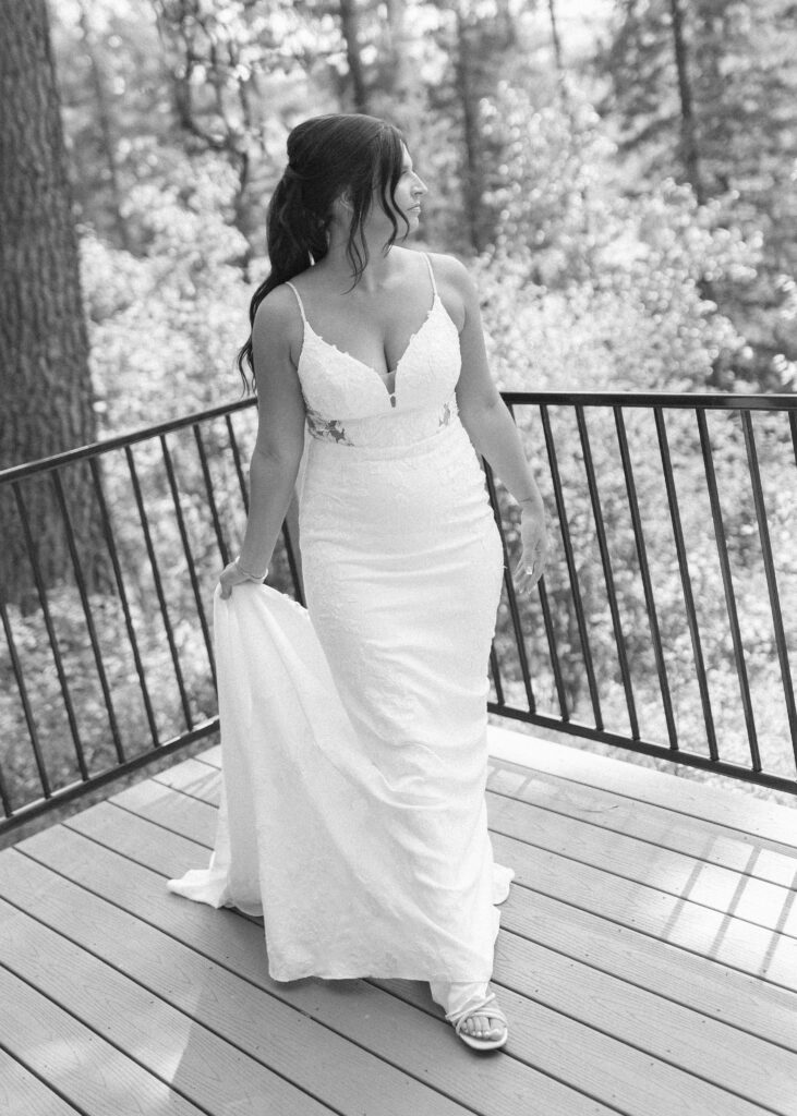 bride getting ready for her two Medicine Lake elopement 