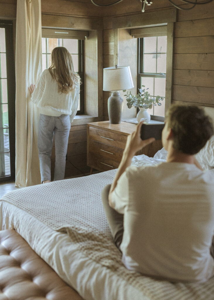 a morning of with a couple for their Wyoming horse elopement