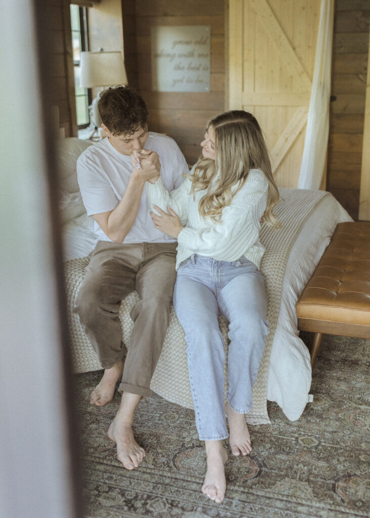 a morning of with a couple for their Wyoming horse elopement
