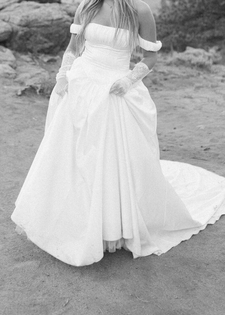 bride and groom taking photos for their 3m curve elopement 